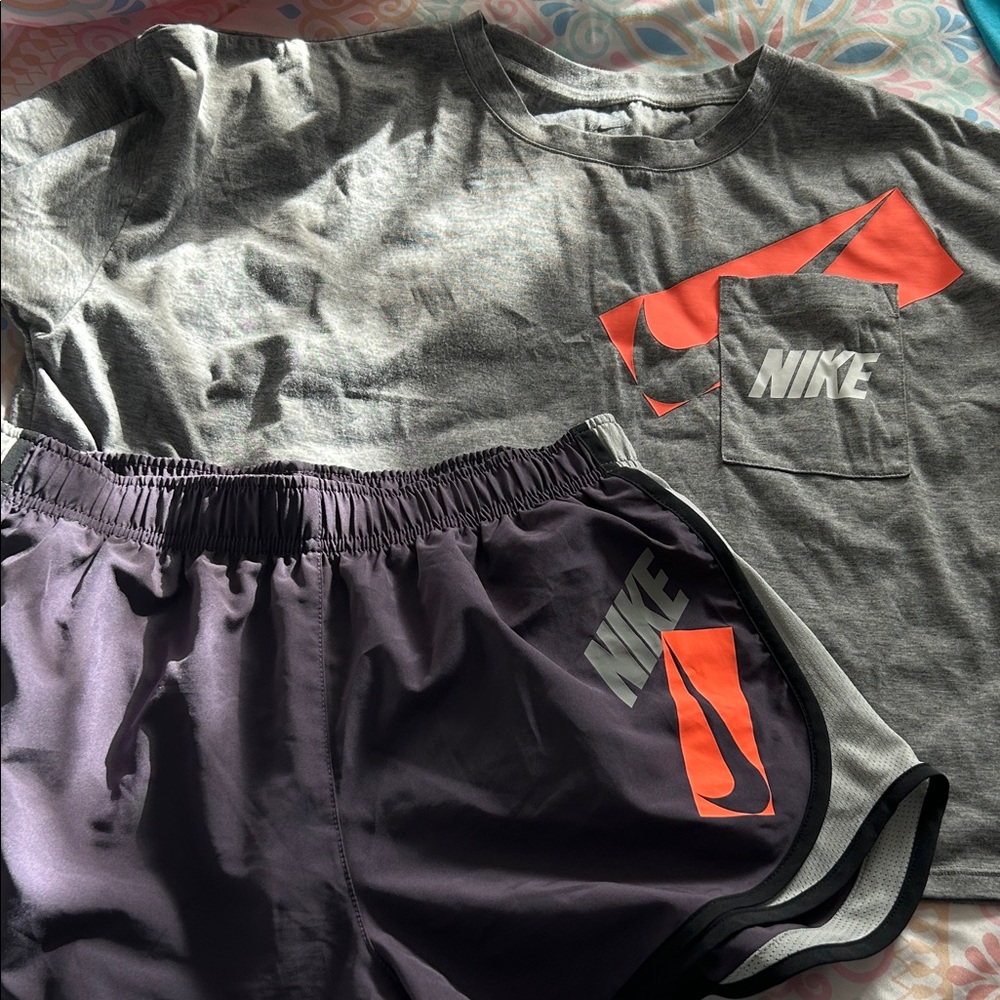 Nike Gray and Black Sportswear with Orange Accents